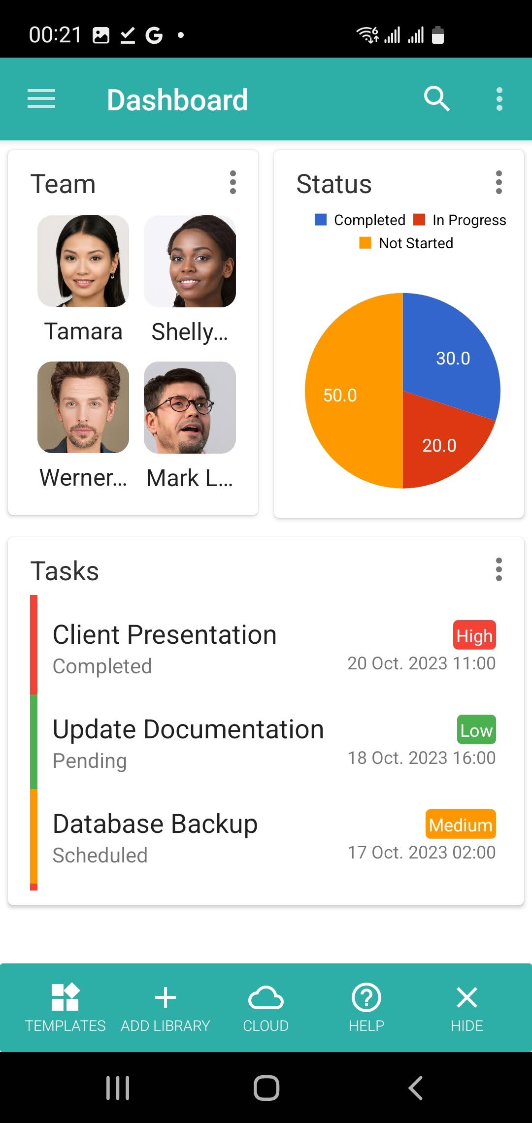 Memento Database mobile dashboard