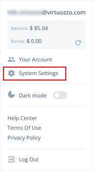 account system settings