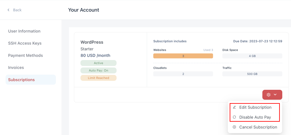 managing account subscriptions