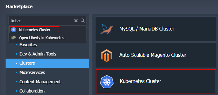 marketplace Kubernetes cluster
