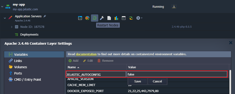 PaaS autoconfig variable