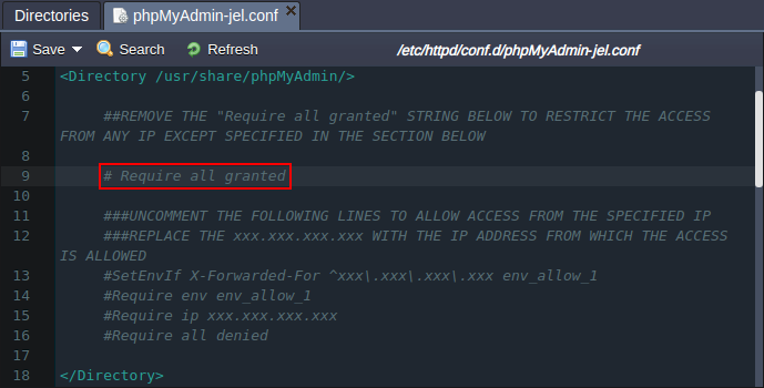 phpMyAdmin configuration file