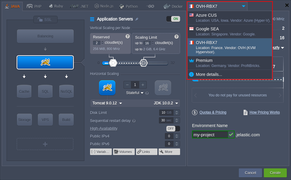 topology wizard select region