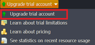 upgrade trial account button