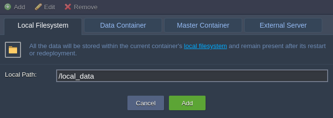 add local filesystem volume