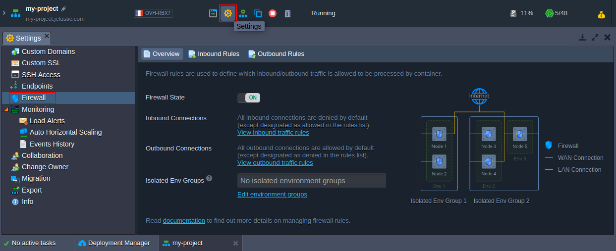 firewall environment settings