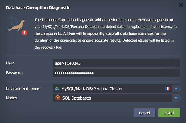 install Corruption Diagnostic add-on