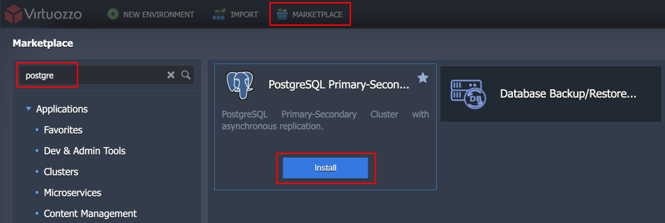 marketplace PostgreSQL cluster