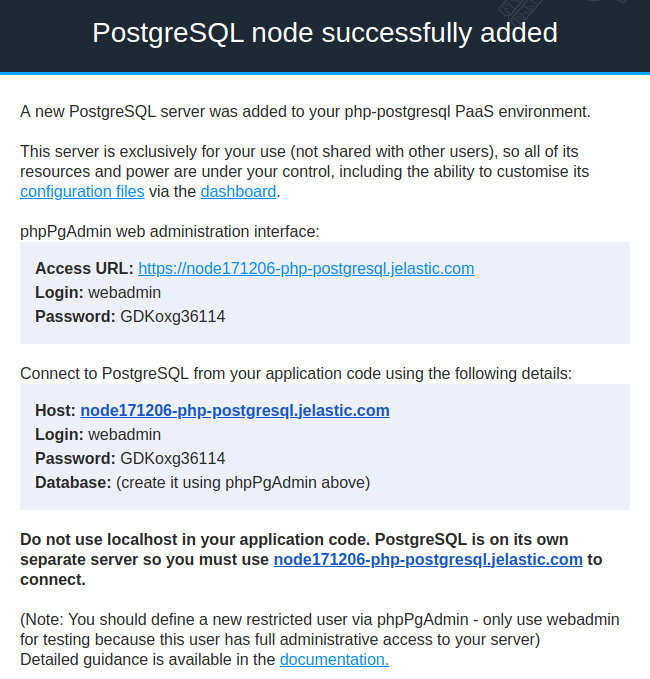 postgresql credentials email