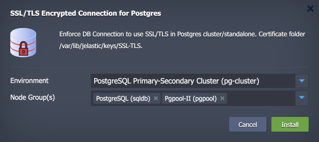 PostgreSQL SSL add-on installation