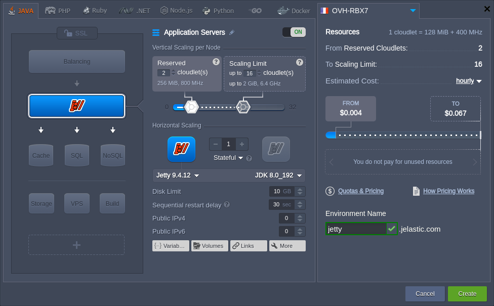 topology wizard Eclipse Jetty server