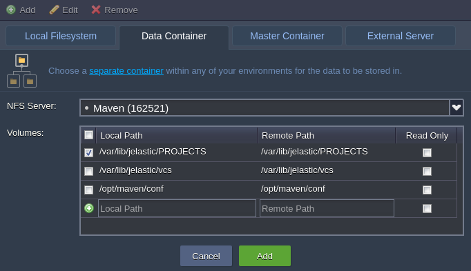 add data container volume