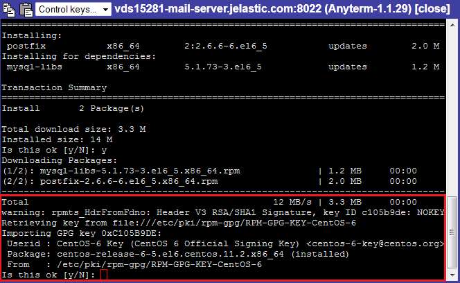 postfix importing GPG key