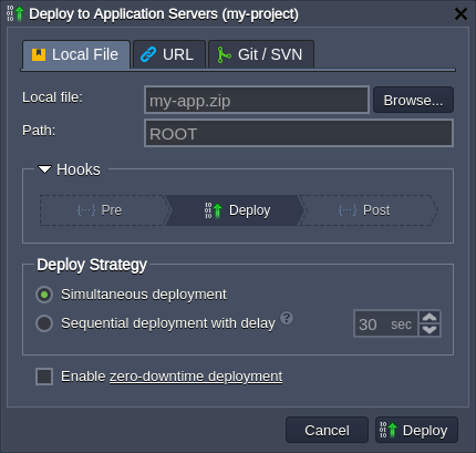 archive deployment configurations