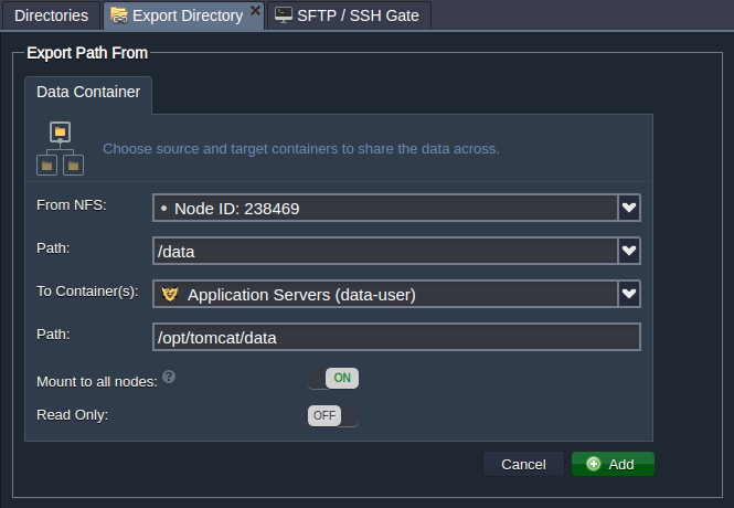 configure new export