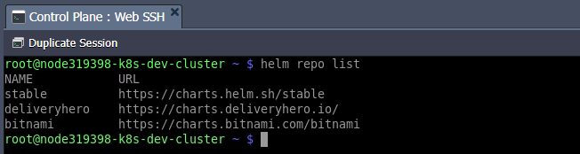 helm repo list command