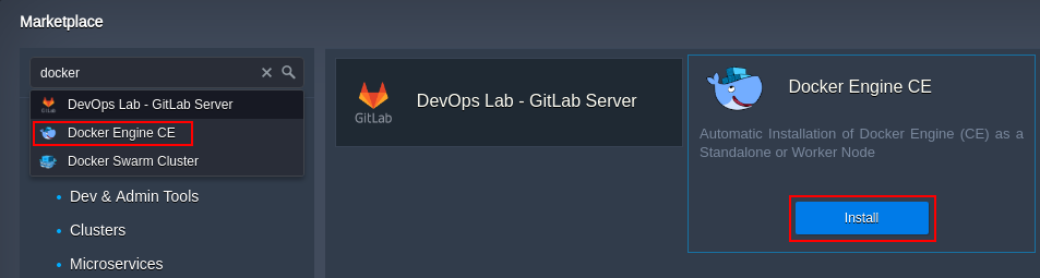 install docker engine ce from marketplace