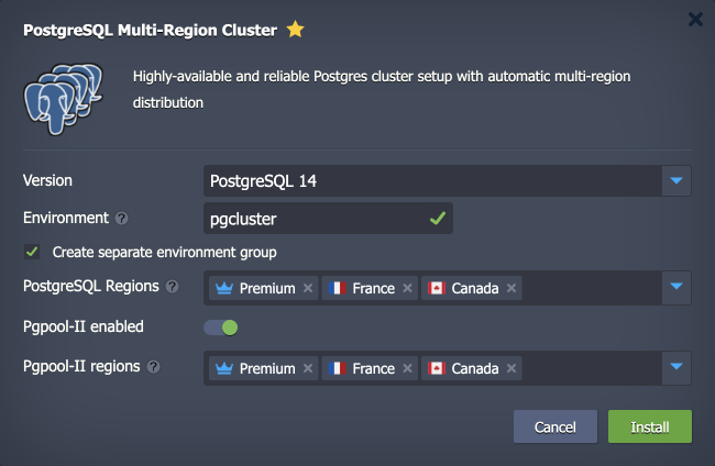 install PostgreSQL multi-region cluster