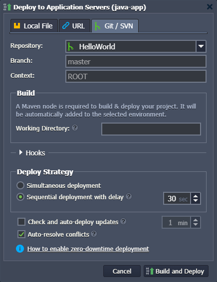 Java application deployment