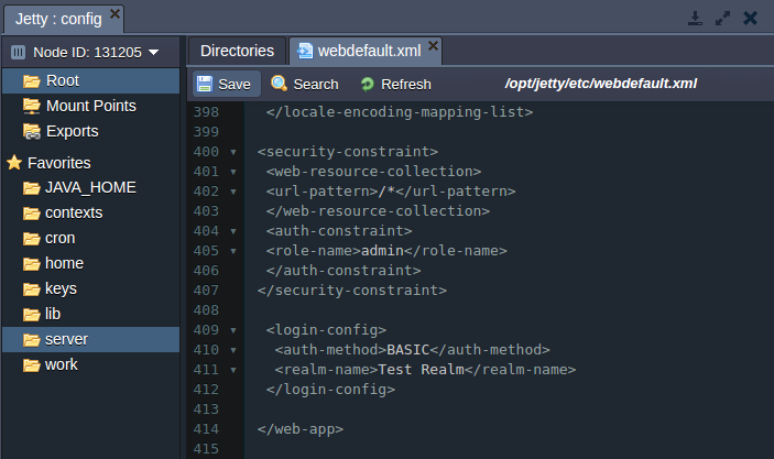 Jetty webdefault.xml config