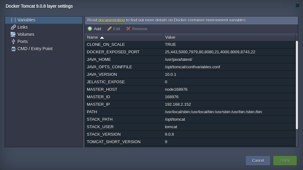 layer settings window