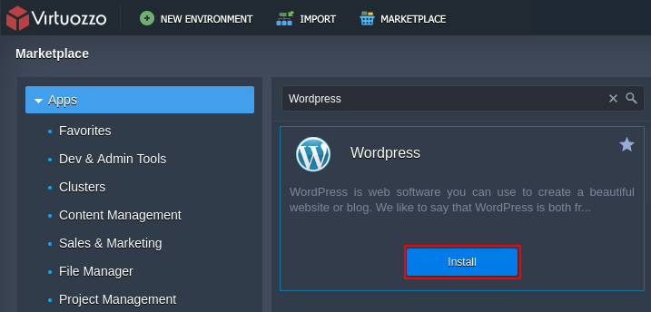 marketplace deploy WordPress