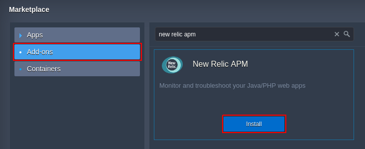 New Relic add-on package