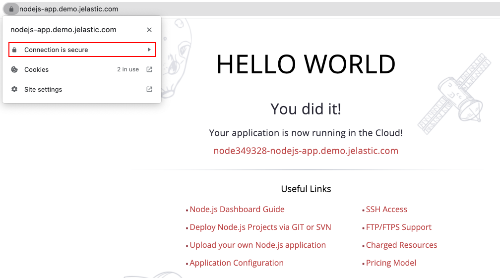 Node.js application SSL access