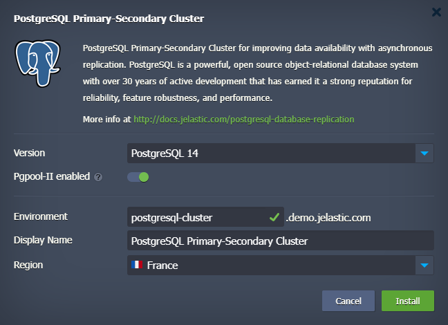 PostgreSQL cluster installation