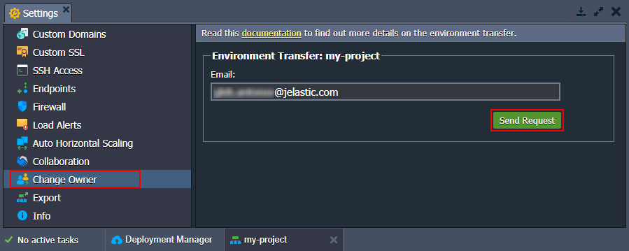 send environment change owner request