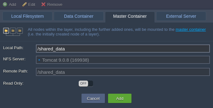 add master container volume