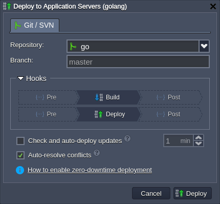 Go application deploymen