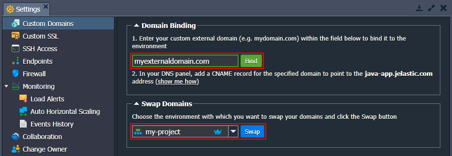 Java domains management