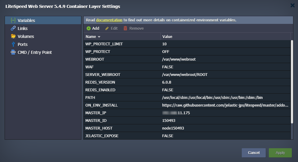 LiteSpeed variables