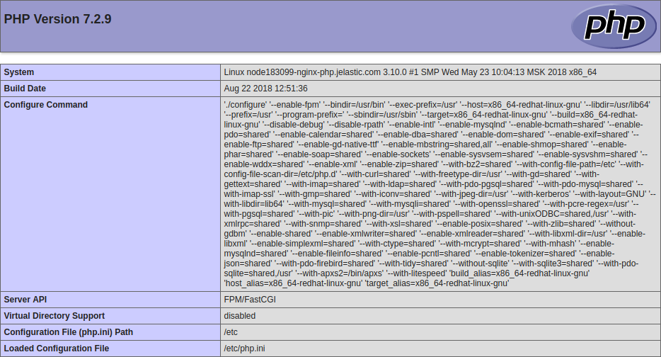 nginx phpinfo start page