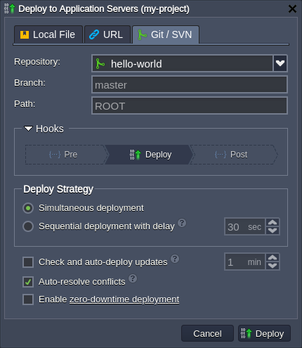 vcs deployment configurations