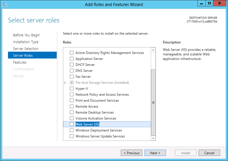 Windows server roles