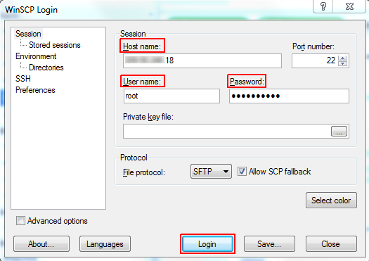 winscp connect to vps