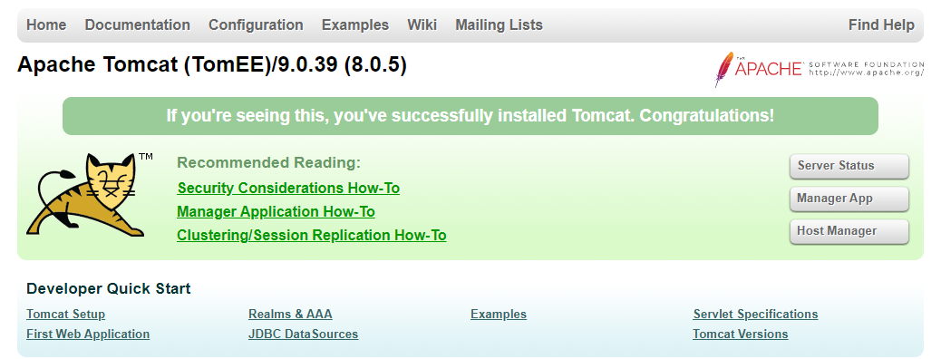 Apache TomEE home page