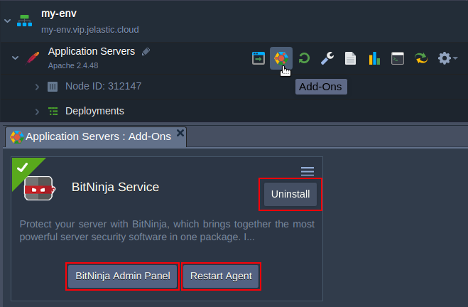 BitNinja add-on options