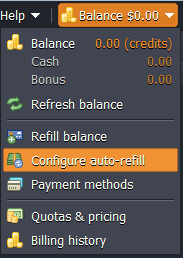 configure auto-refill button