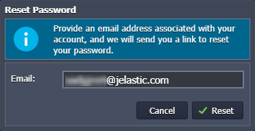 email address for password reset