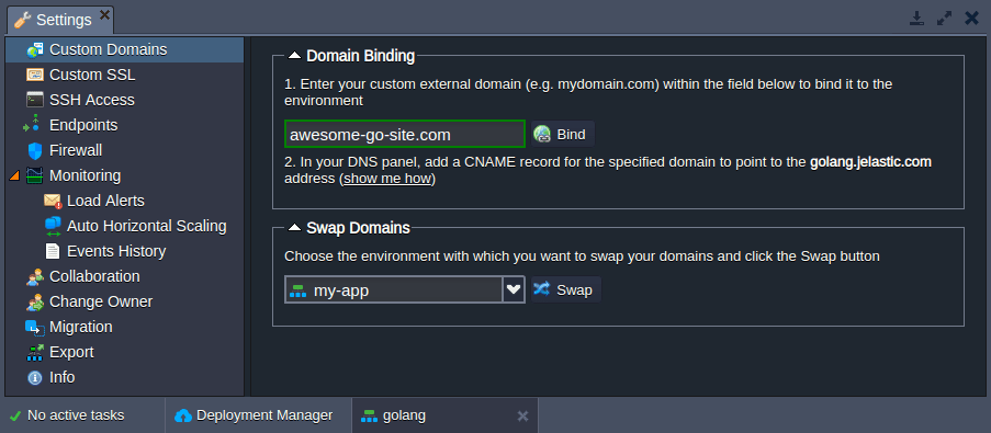 Golang custom domains management