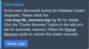 recovery add-on diagnostic errors