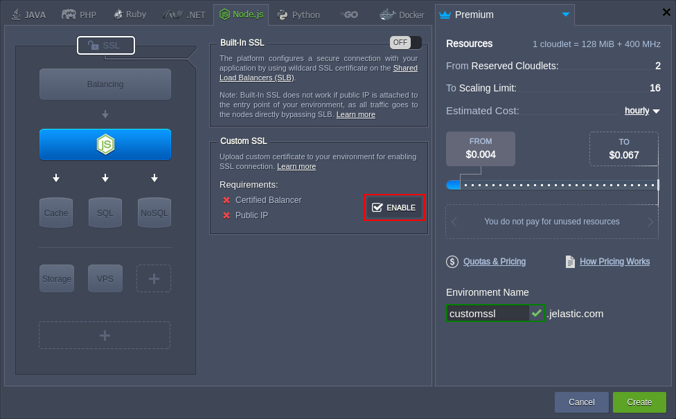 auto-adjust topology for custom SSL