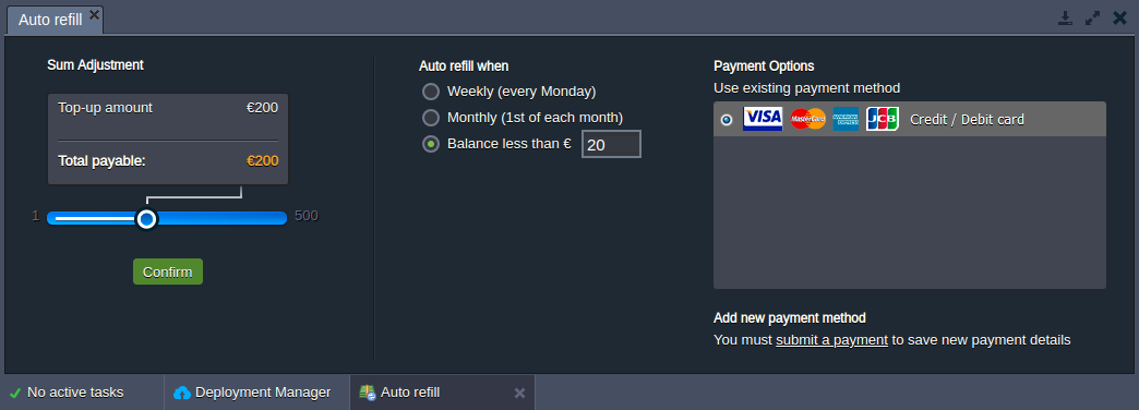 auto-refill configuration