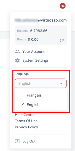 changing dashboard language