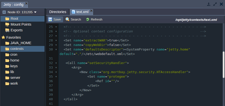 configure access to test application