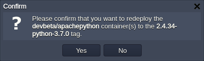 confirm Python container redeployment