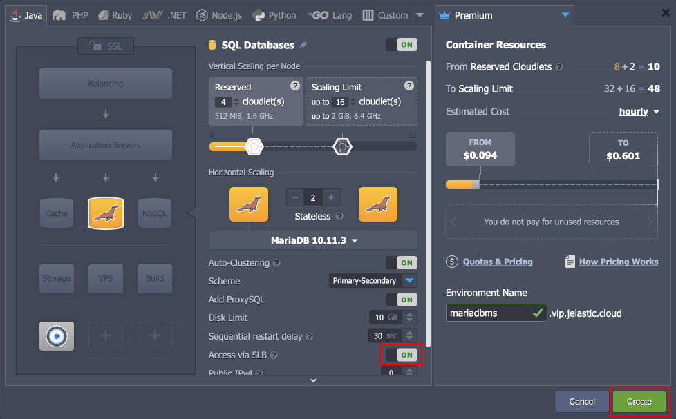 database access via SLB